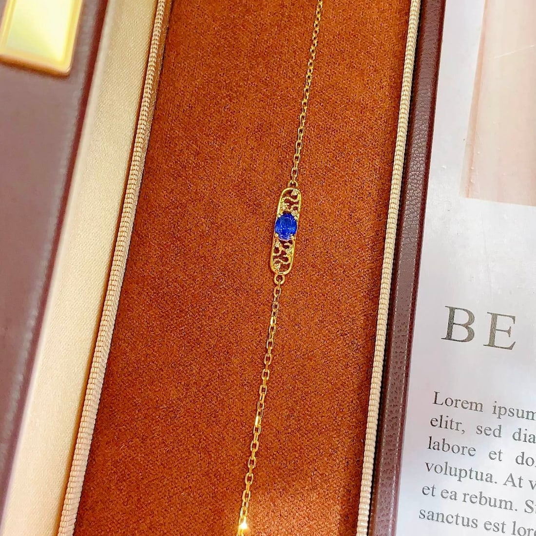 14k Gold 0.45 Ct Natural Sapphire & Diamond Bracelet - 6