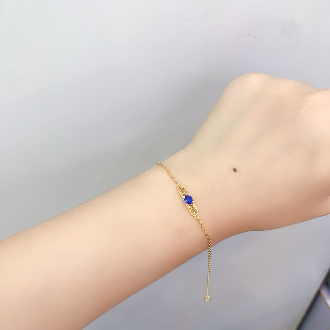 14k Gold 0.45 Ct Natural Sapphire & Diamond Bracelet - 7