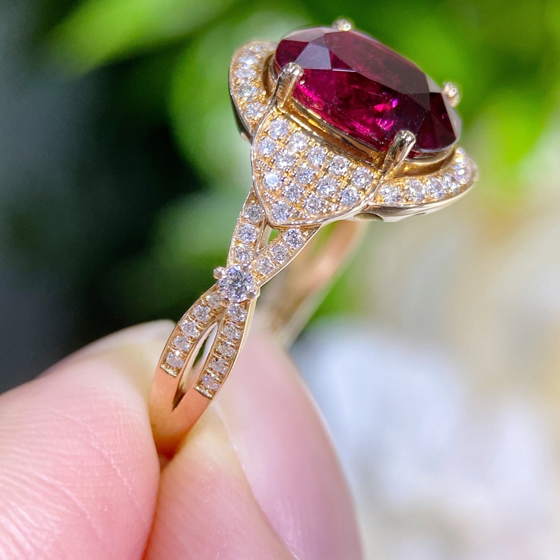 14k Gold 2.91 Ctw Natural Tourmaline & Diamond Ring - 2