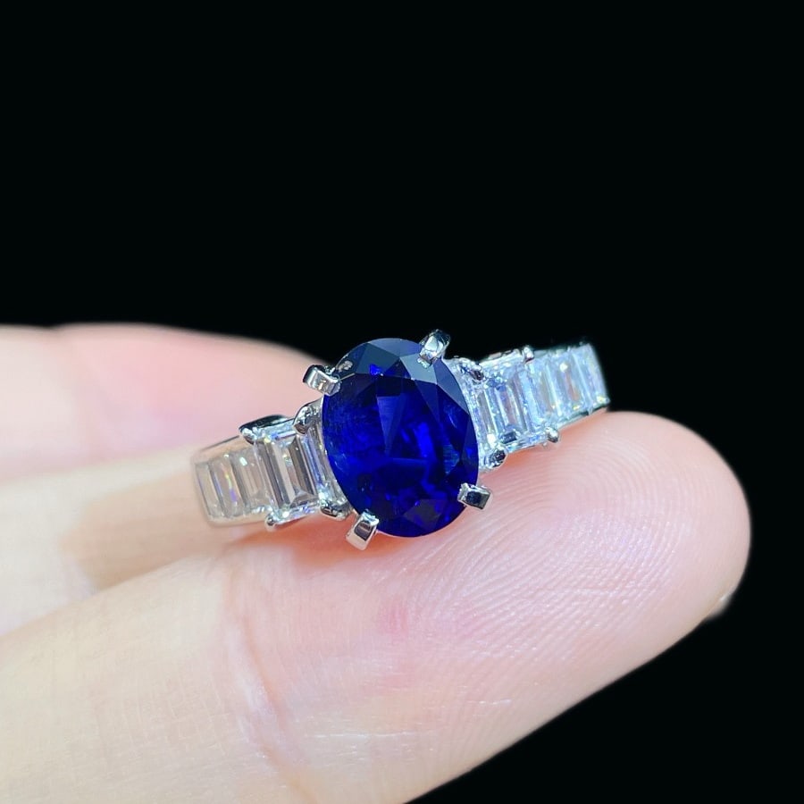 14k Gold 3.02 Ctw Natural Sapphire & Diamond Ring (1 of 7)