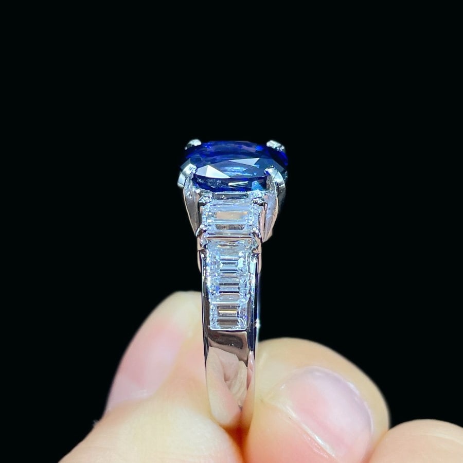 14k Gold 3.02 Ctw Natural Sapphire & Diamond Ring - 3
