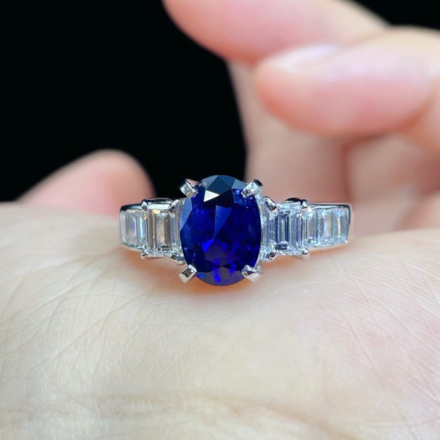 14k Gold 3.02 Ctw Natural Sapphire & Diamond Ring - 6