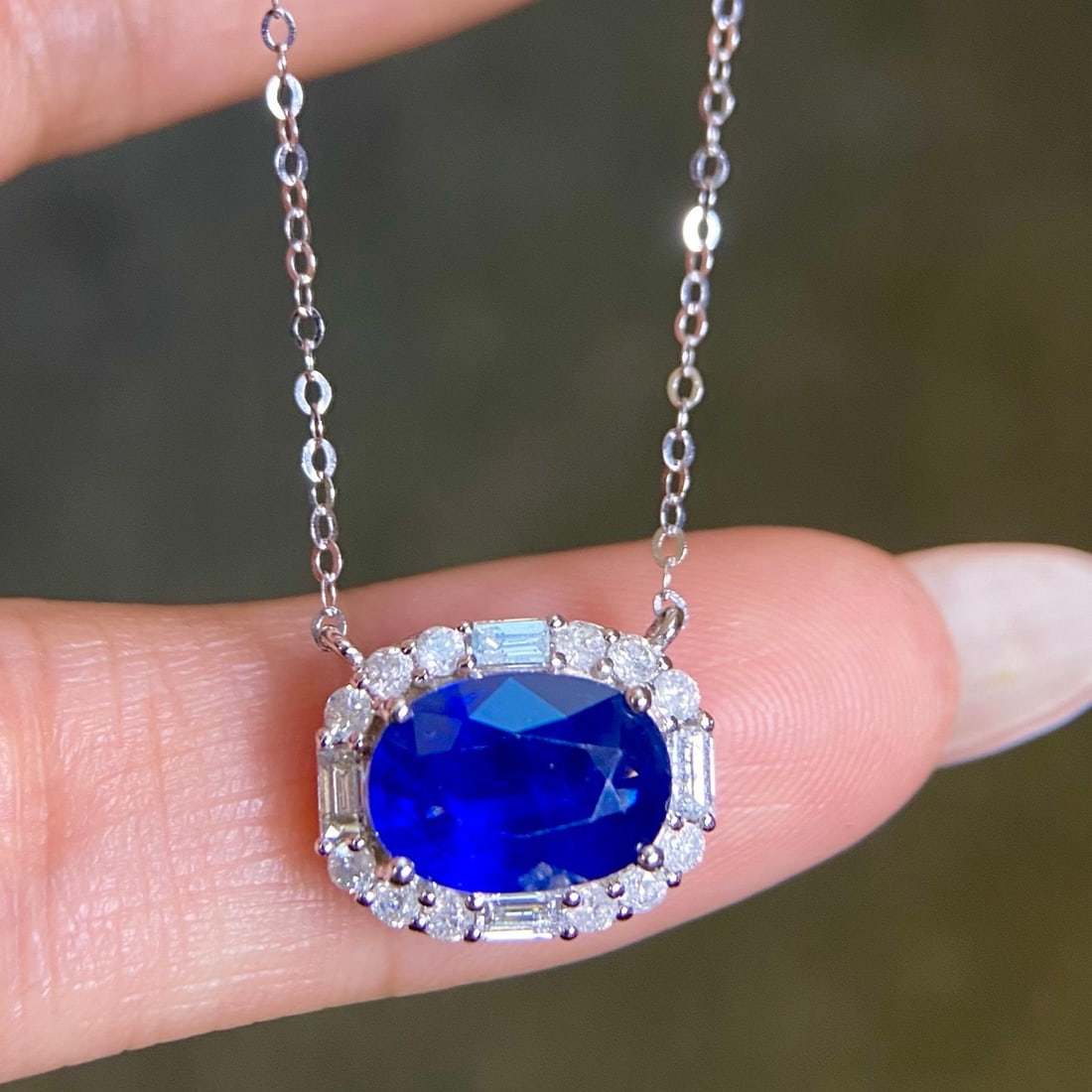 14k Gold 3.33 Ctw Natural Sapphire & Diamond Necklace - 2