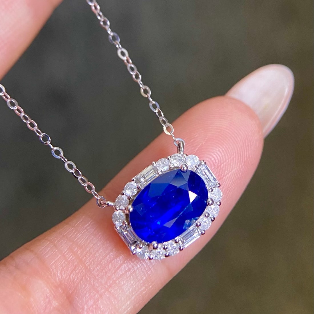 14k Gold 3.33 Ctw Natural Sapphire & Diamond Necklace - 3