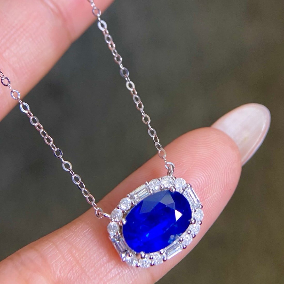 14k Gold 3.33 Ctw Natural Sapphire & Diamond Necklace - 5