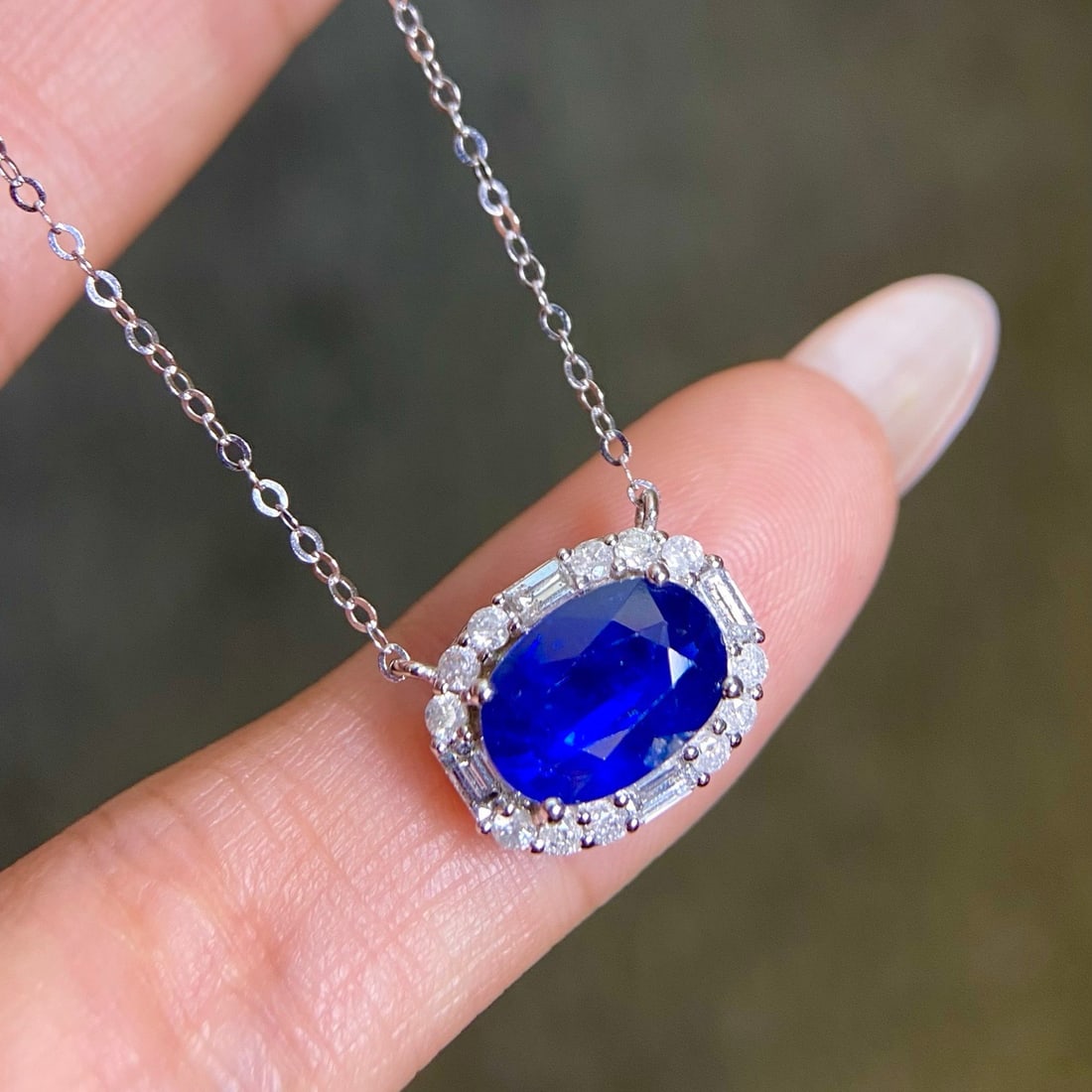 14k Gold 3.33 Ctw Natural Sapphire & Diamond Necklace - 7