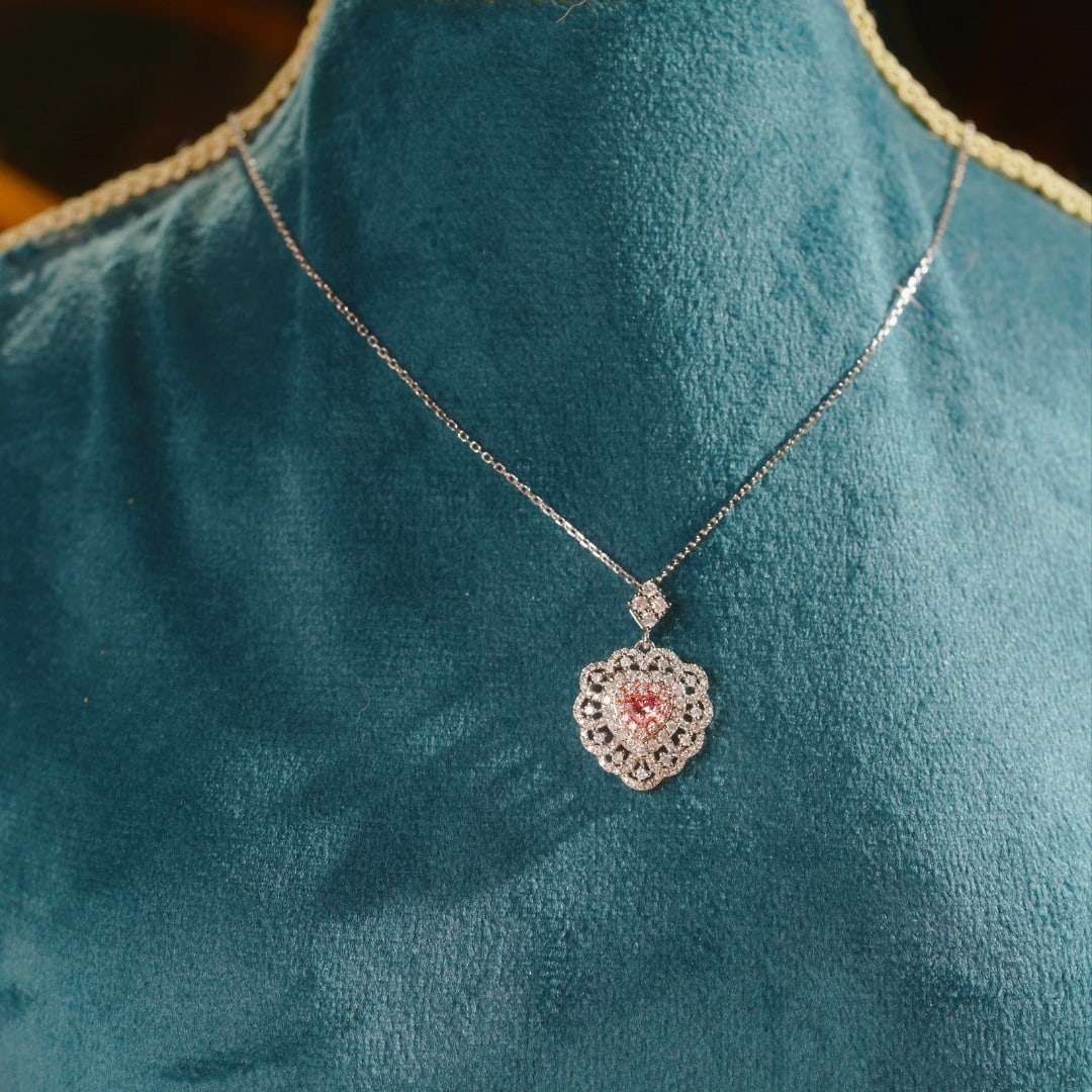 14k Gold 0.60 Ctw Natural Pink Diamond & Diamond Necklace - 9