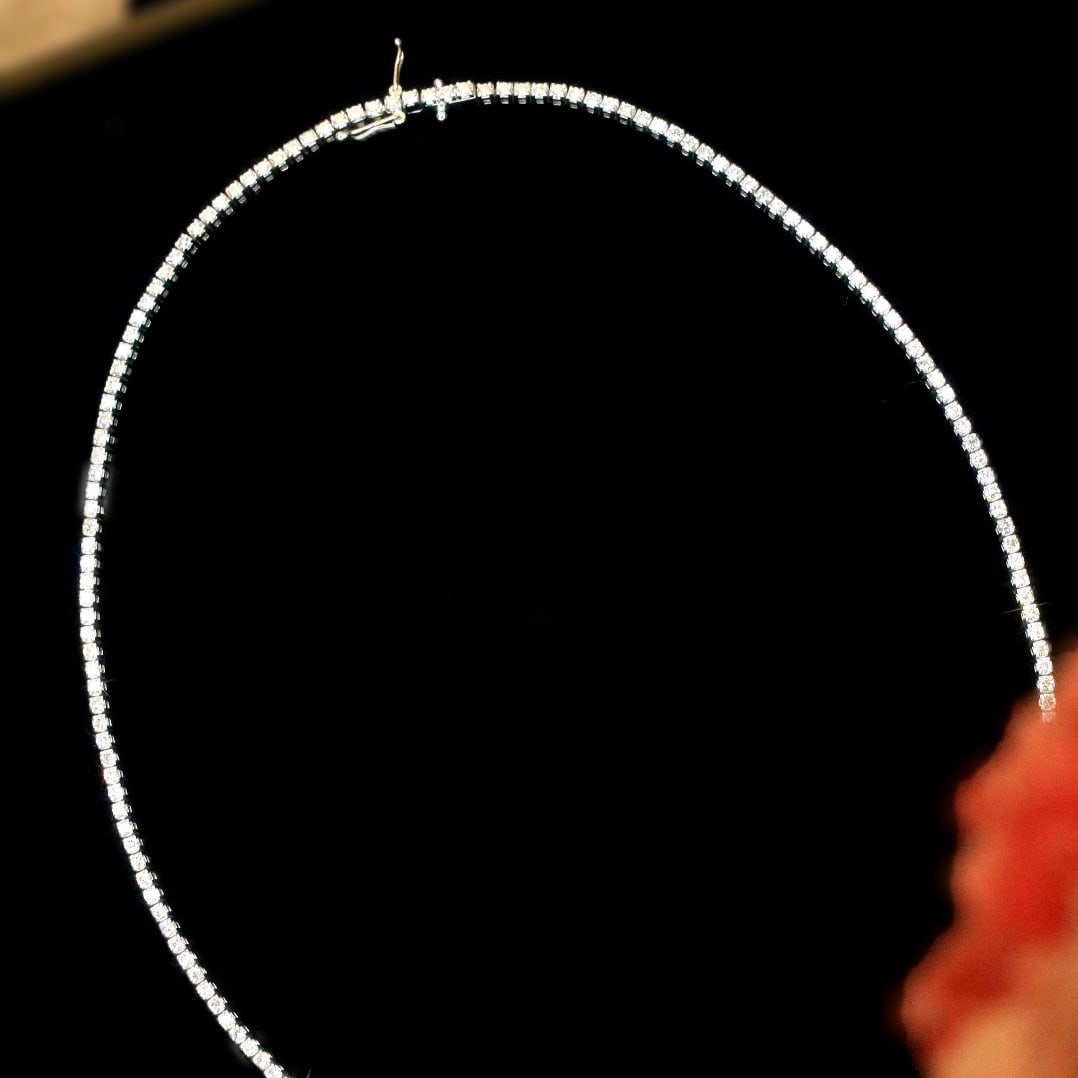 14k Gold 5 Ct Natural H Diamond Necklace - 2