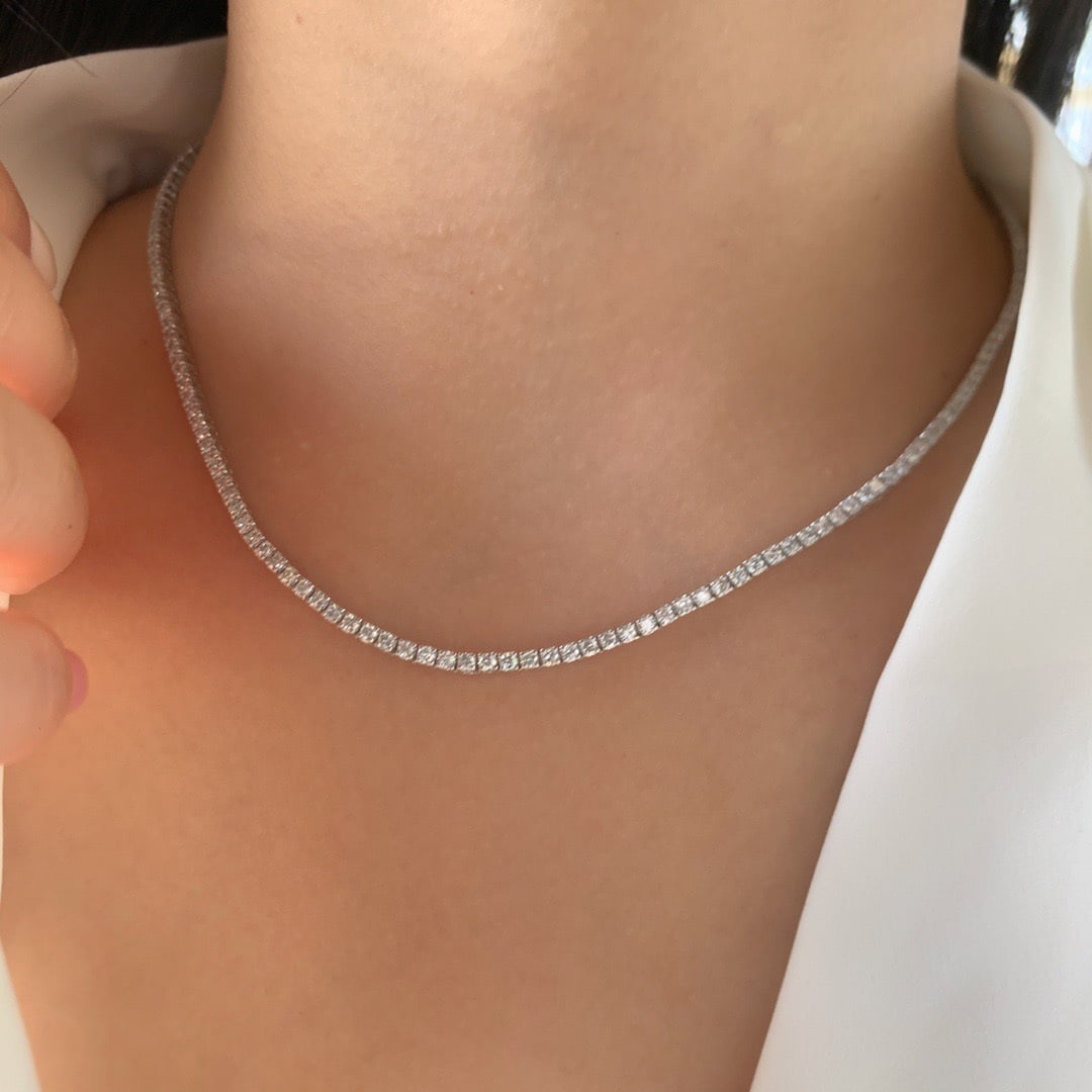 14k Gold 5 Ct Natural H Diamond Necklace - 8