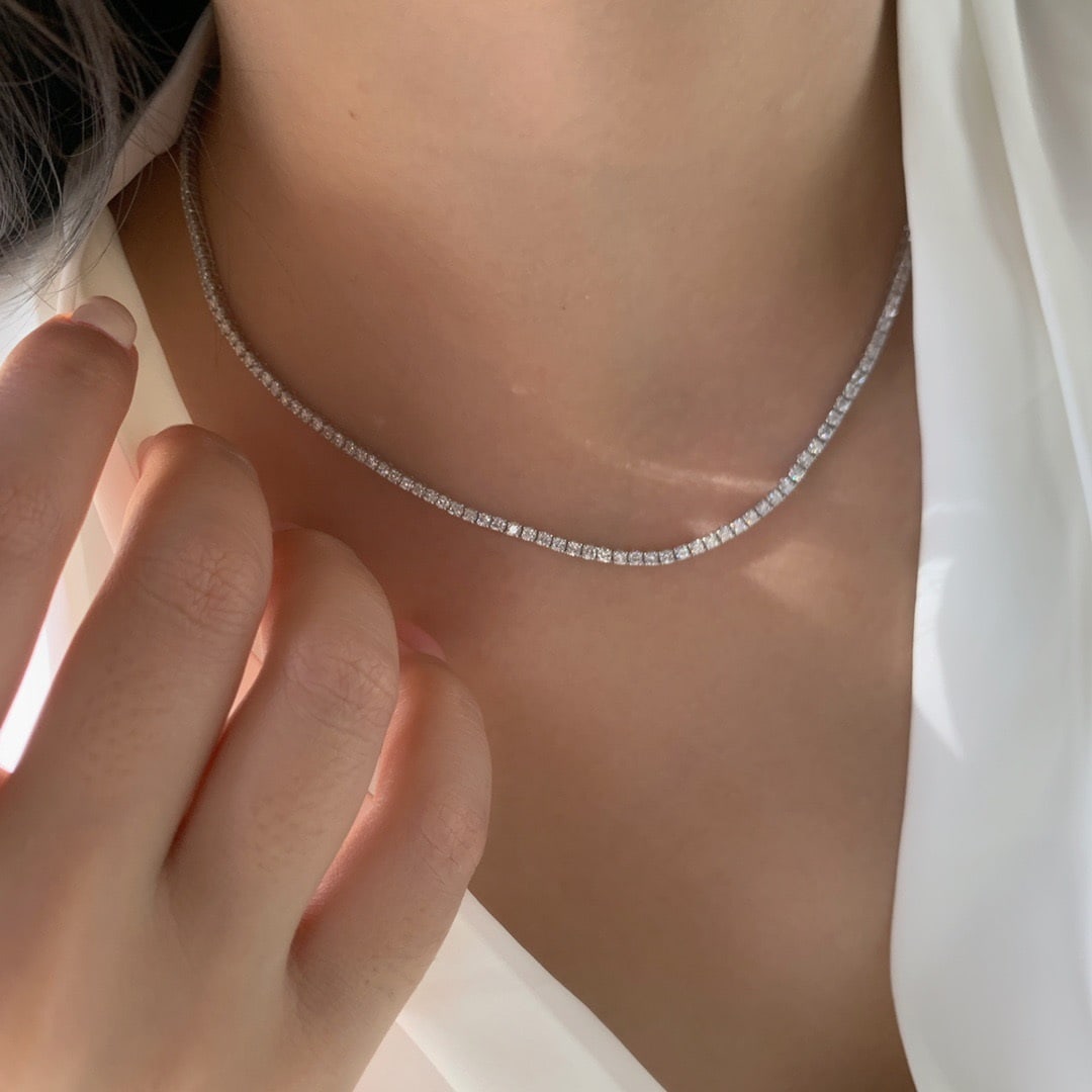 14k Gold 5 Ct Natural H Diamond Necklace - 9