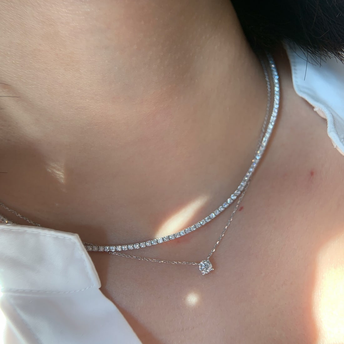 14k Gold 3 Ct Natural H Diamond Necklace - 4