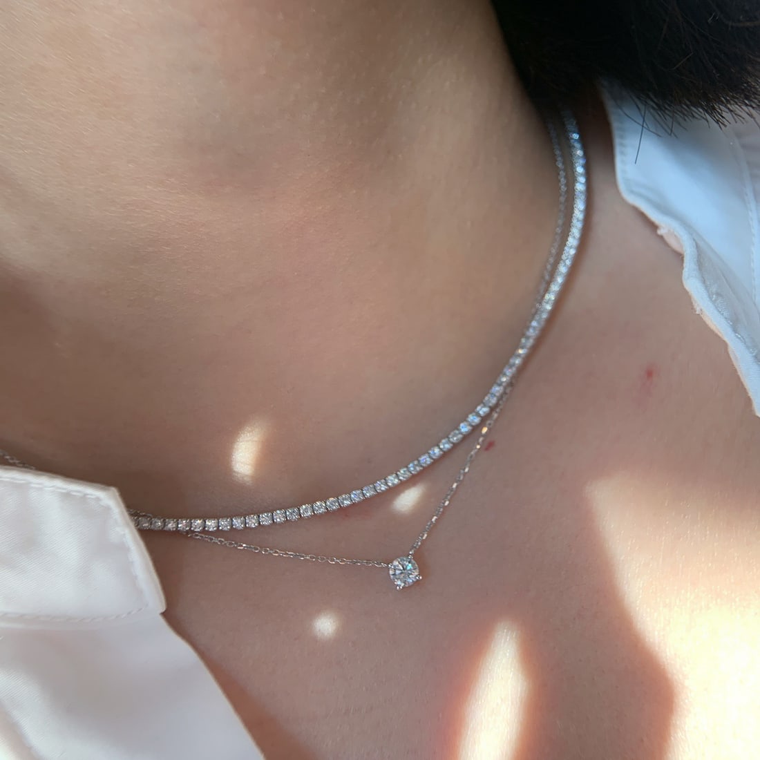 14k Gold 3 Ct Natural H Diamond Necklace - 5