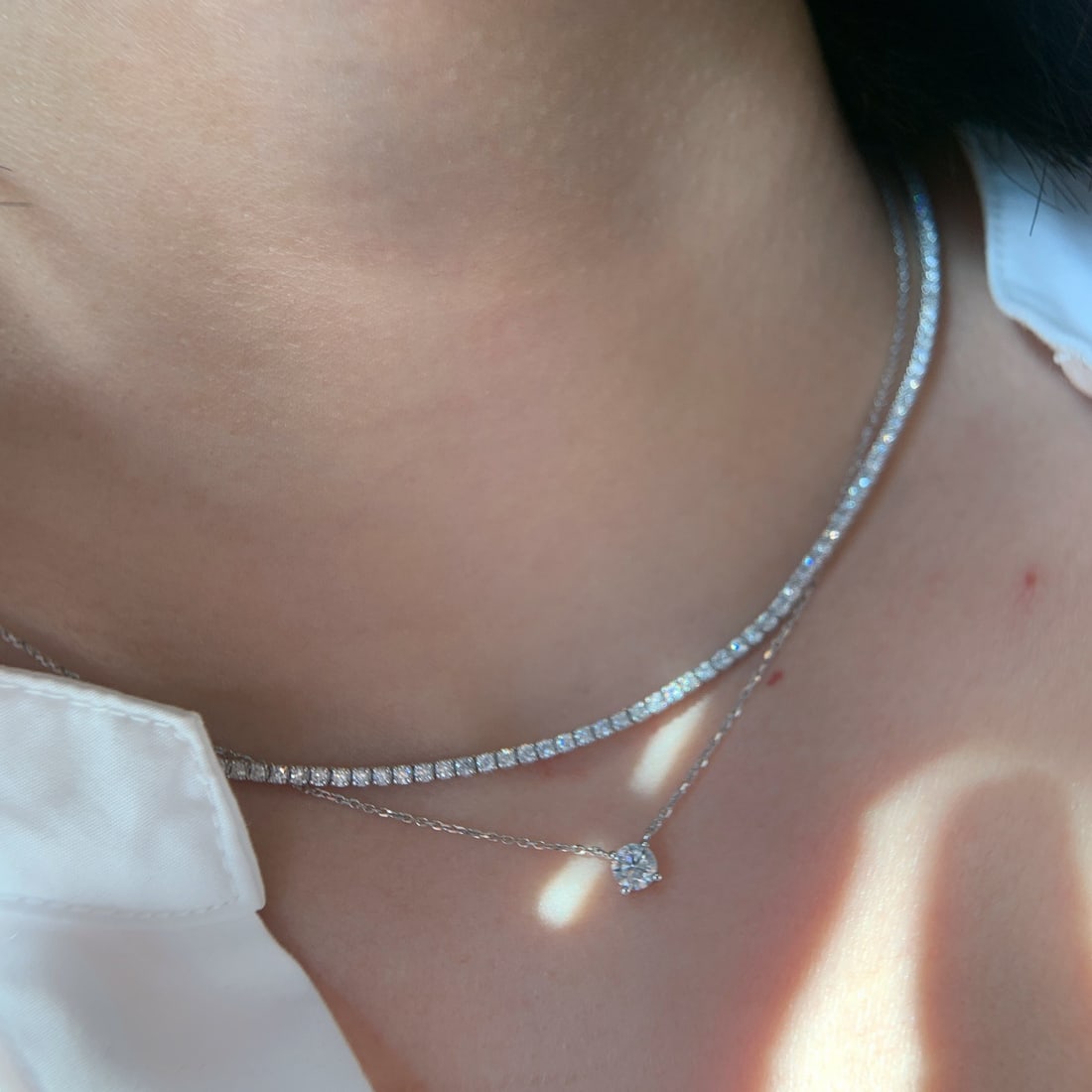 14k Gold 3 Ct Natural H Diamond Necklace - 6