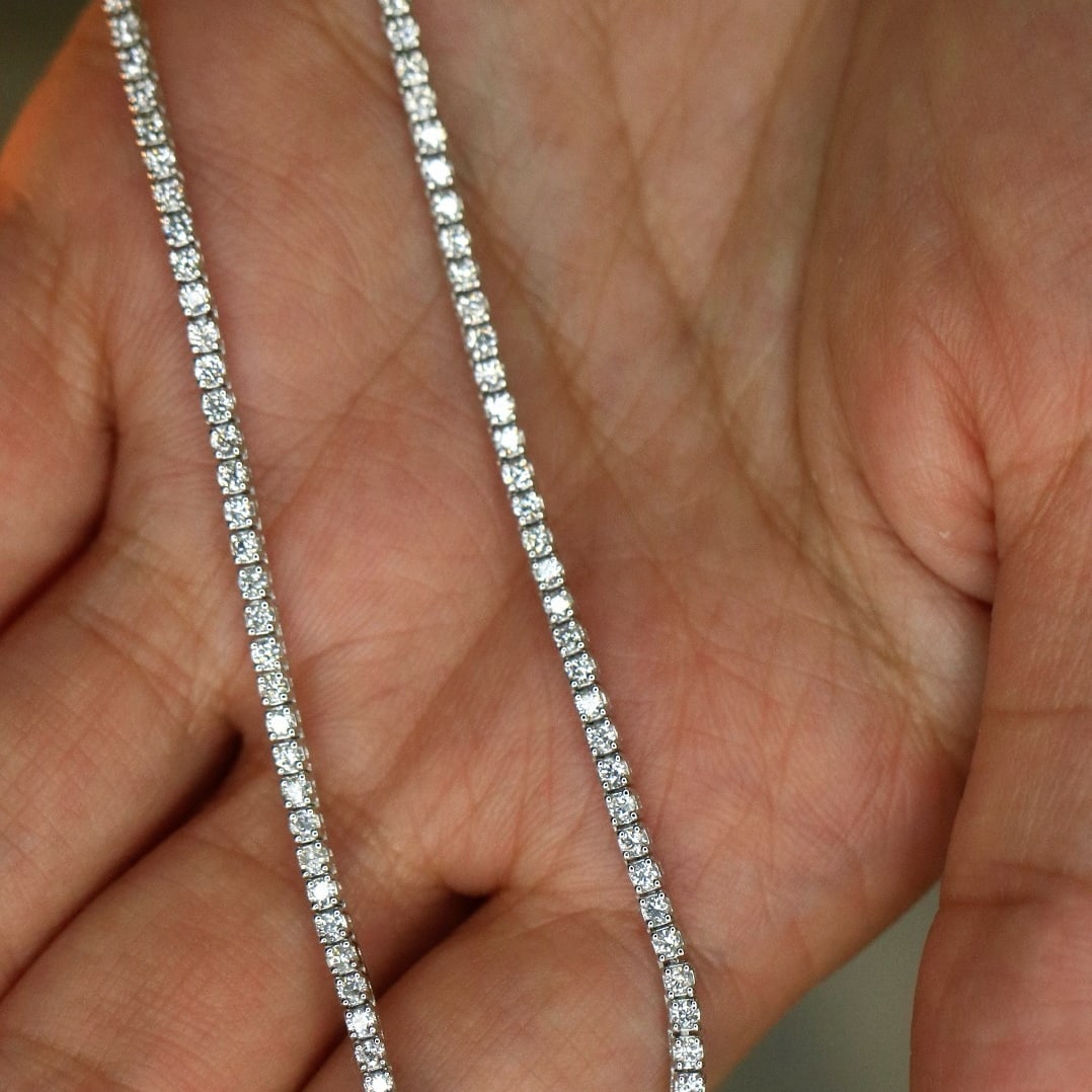 14k Gold 3 Ct Natural H Diamond Necklace - 8