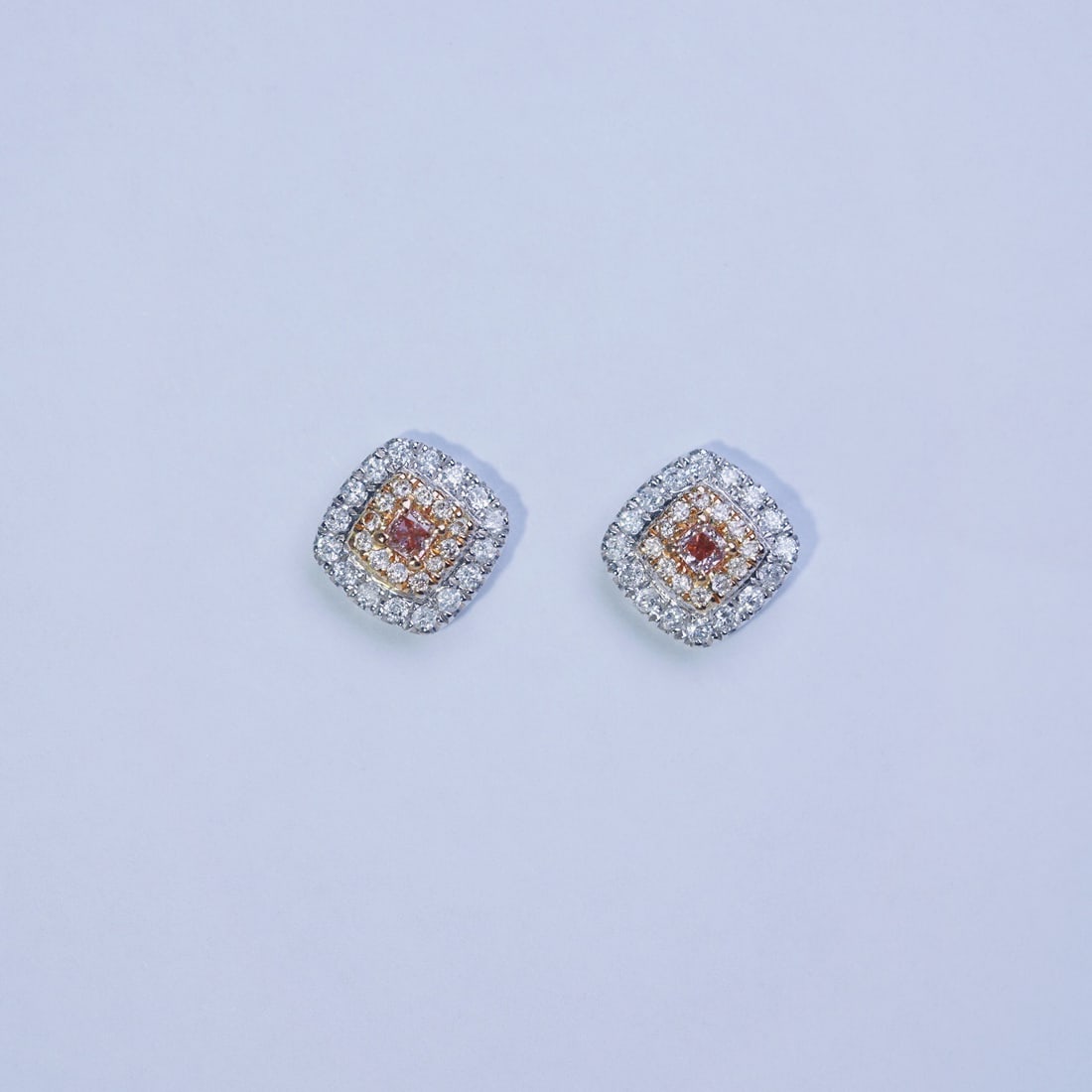 14k Gold 0.50 Ctw Natural Pink Diamond & Diamond Earrings - 5