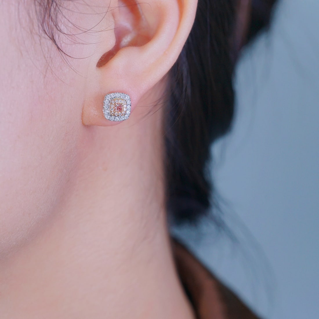 14k Gold 0.50 Ctw Natural Pink Diamond & Diamond Earrings - 8