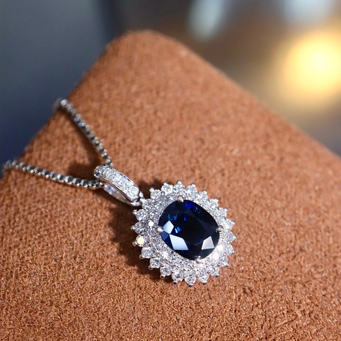 14k Gold 1.11 Ctw Natural Sapphire & Diamond Pendant( Without Chain ) - 2
