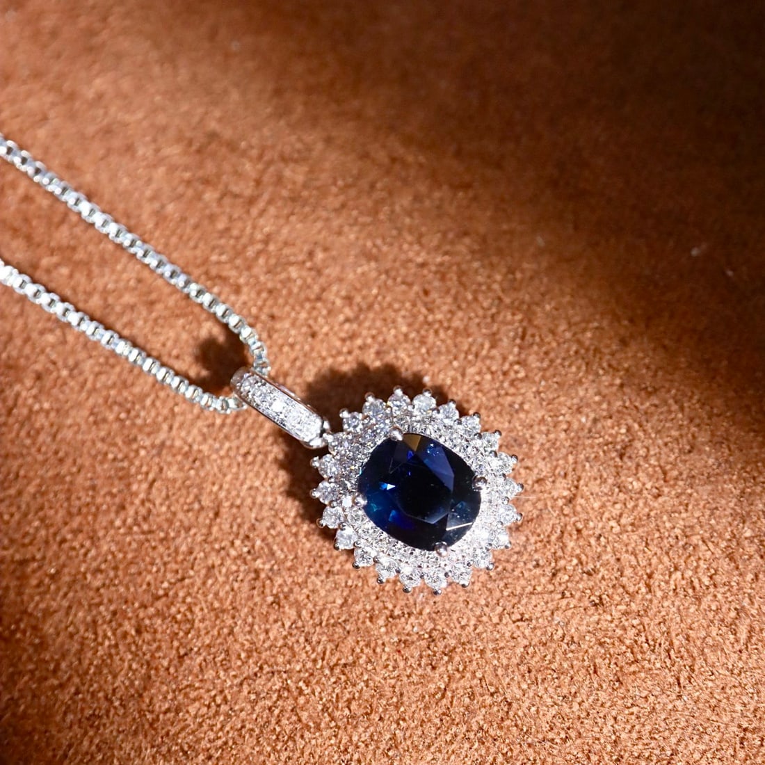 14k Gold 1.11 Ctw Natural Sapphire & Diamond Pendant( Without Chain ) - 3