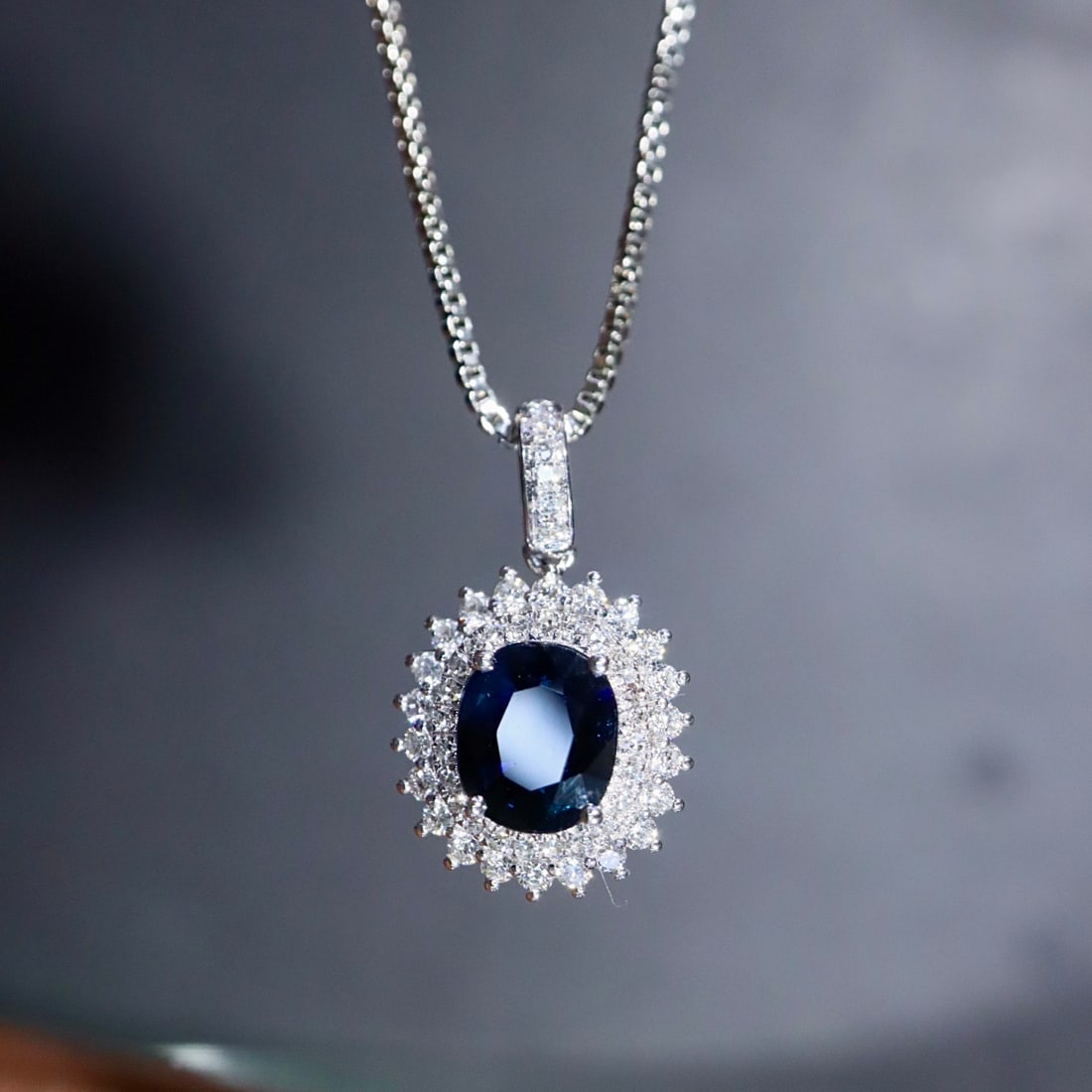 14k Gold 1.11 Ctw Natural Sapphire & Diamond Pendant( Without Chain ) - 5