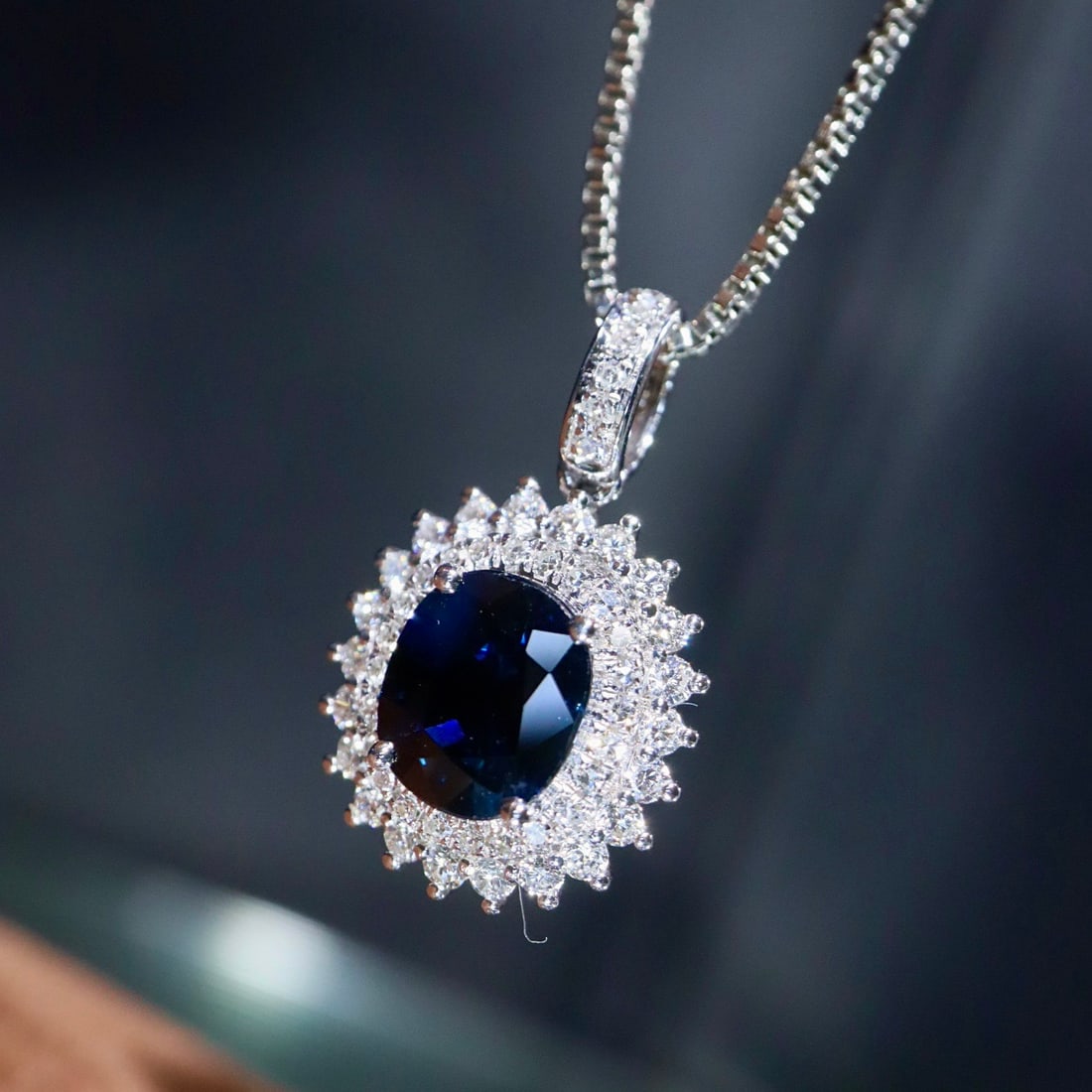 14k Gold 1.11 Ctw Natural Sapphire & Diamond Pendant( Without Chain ) - 6