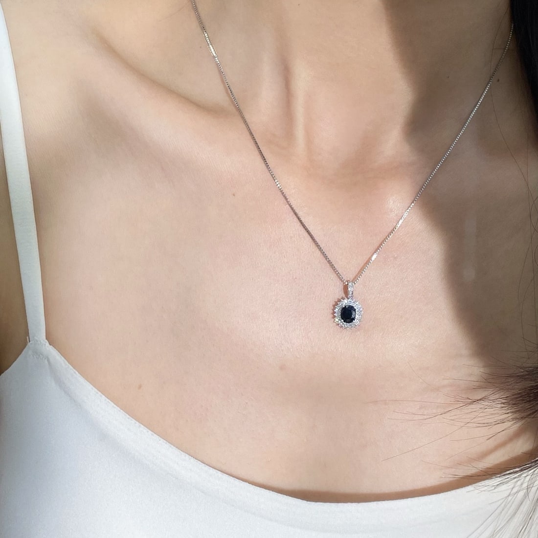 14k Gold 1.11 Ctw Natural Sapphire & Diamond Pendant( Without Chain ) - 8