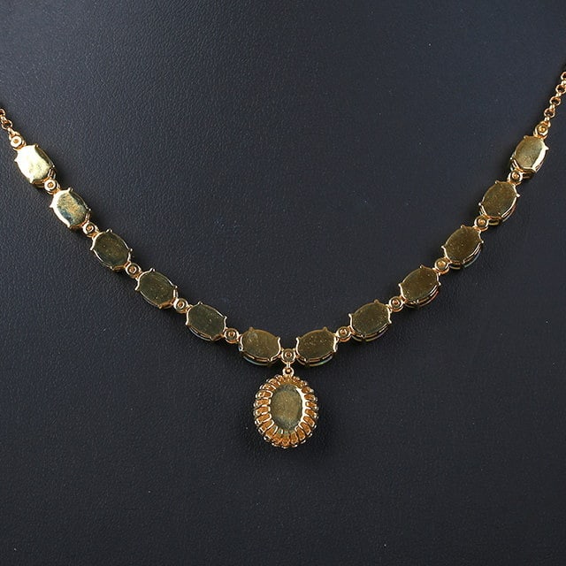 14k Gold 5.78 Ctw Natural Opal & Diamond Necklace - 4