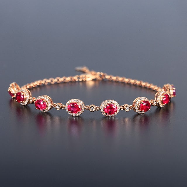 14k Gold 3.50 Ctw Natural Ruby & Diamond Bracelet (1 of 6)