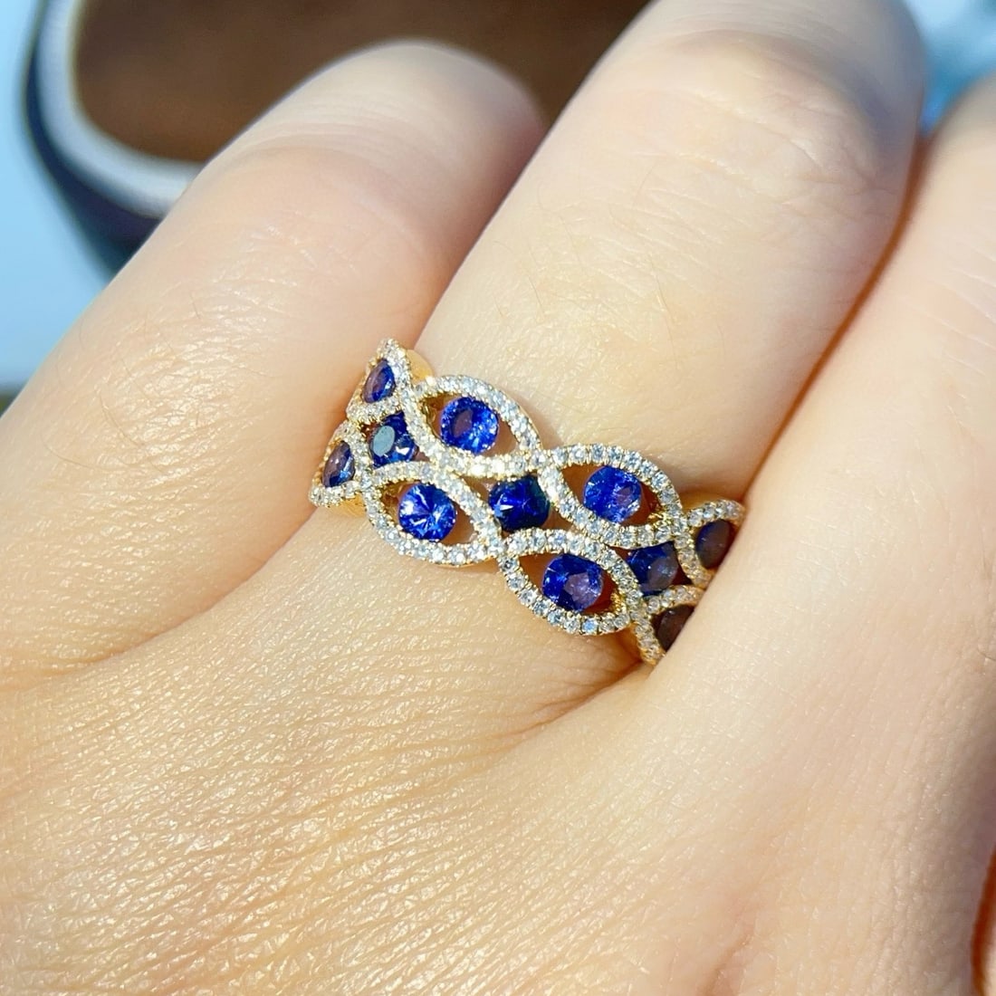 14k Gold 1.61 Ctw Natural Sapphire & Diamond Ring - 6