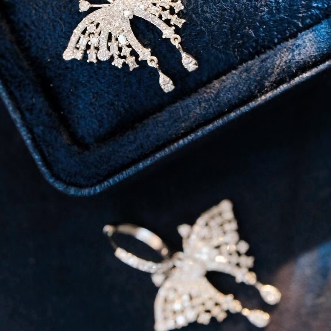 14k Gold 1.36 Ct Natural H Diamond & Butterfly Earrings - 2