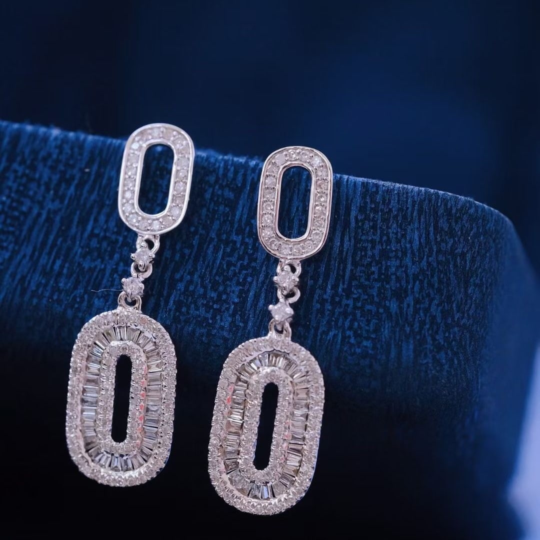 14k Gold 1 Ct Natural H Diamond Earrings - 2