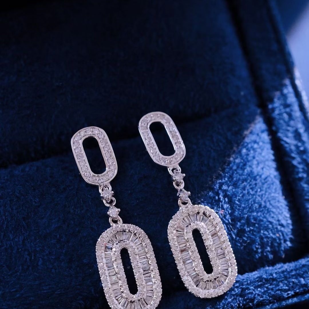 14k Gold 1 Ct Natural H Diamond Earrings - 6