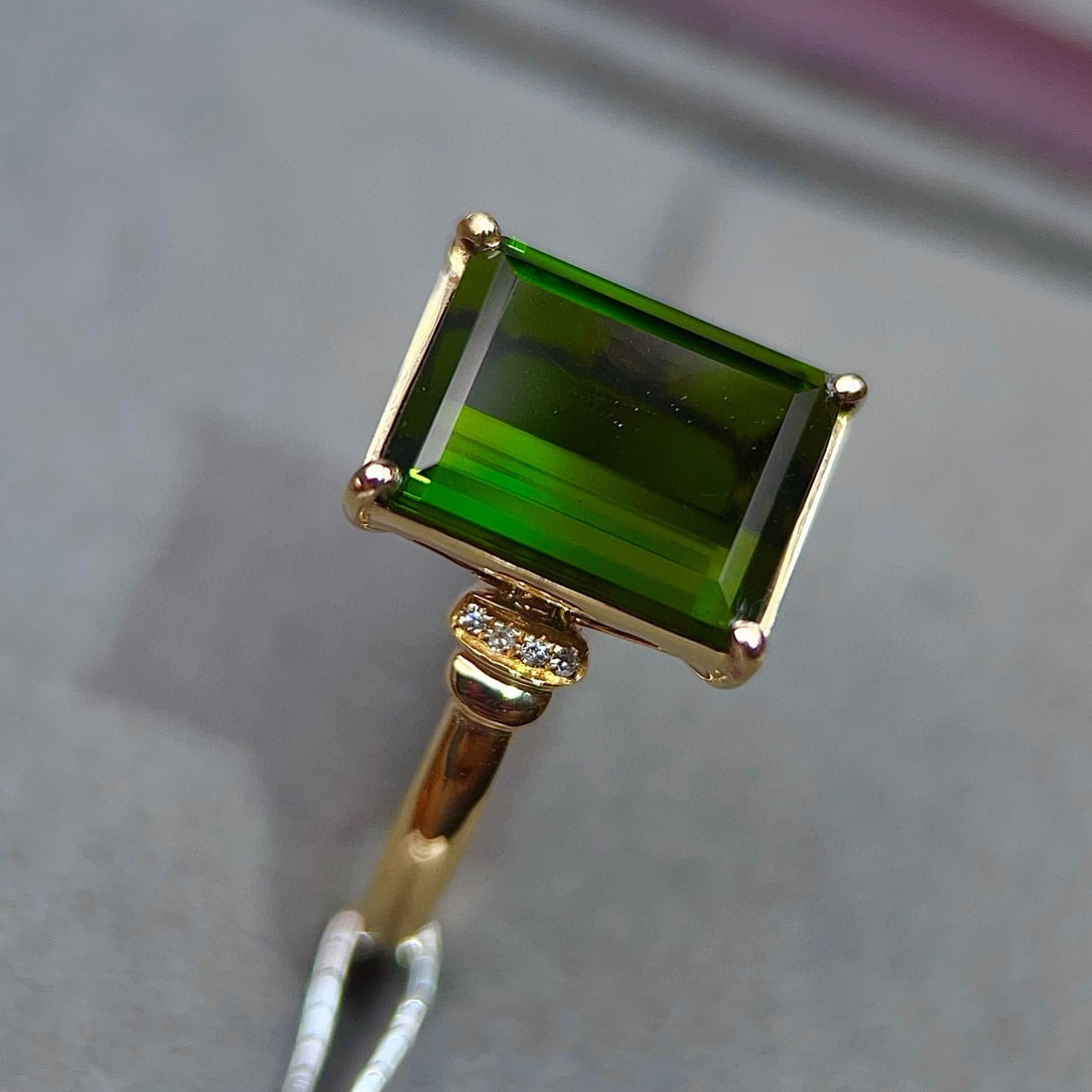 14k Gold 3.93 Ctw Natural Tourmaline & Diamond Ring - 2