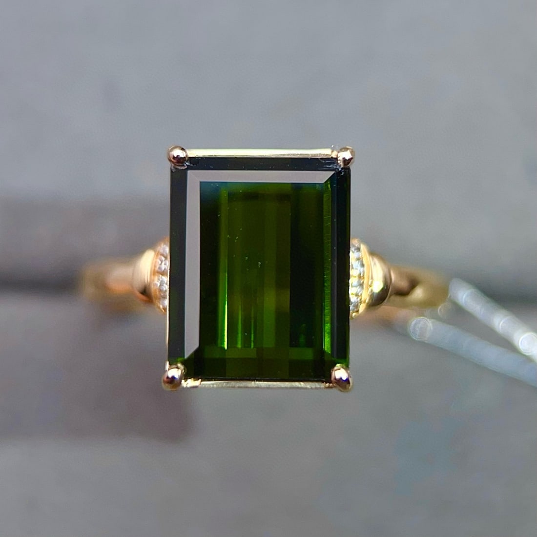 14k Gold 3.93 Ctw Natural Tourmaline & Diamond Ring - 6