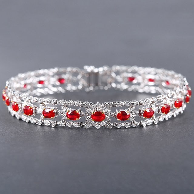 14k Gold 6.59 Ctw Natural Ruby & Diamond Bracelet (1 of 7)