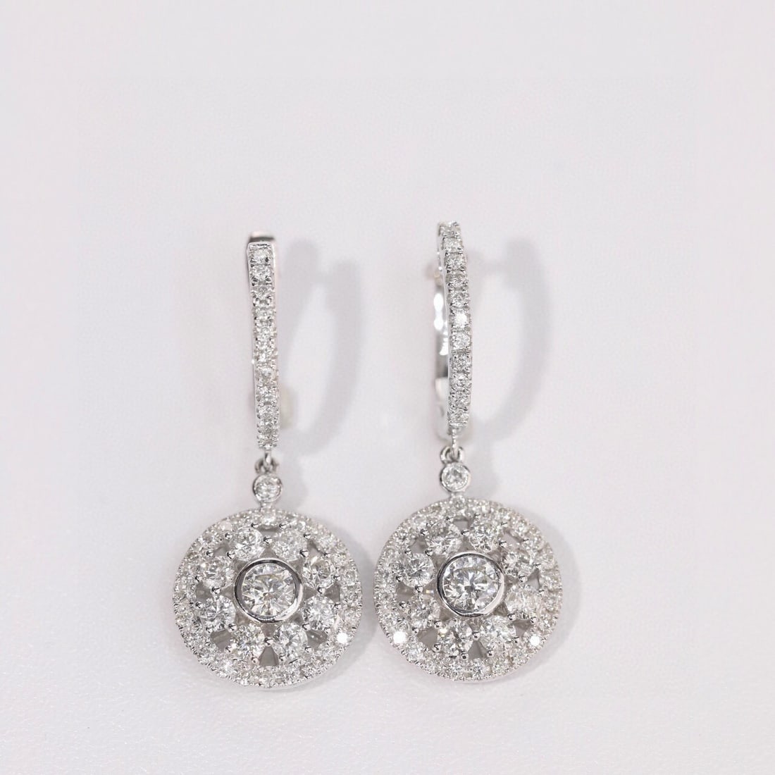 14k Gold 1.8 Ct Natural H Diamond Earrings - 5