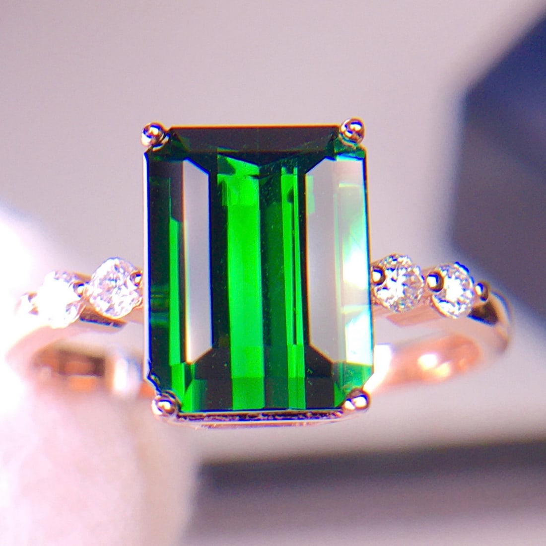 14k Gold 3.02 Ct Natural Tourmaline & Diamond Ring - 2