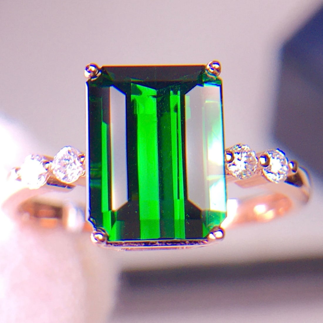 14k Gold 3.02 Ct Natural Tourmaline & Diamond Ring - 3