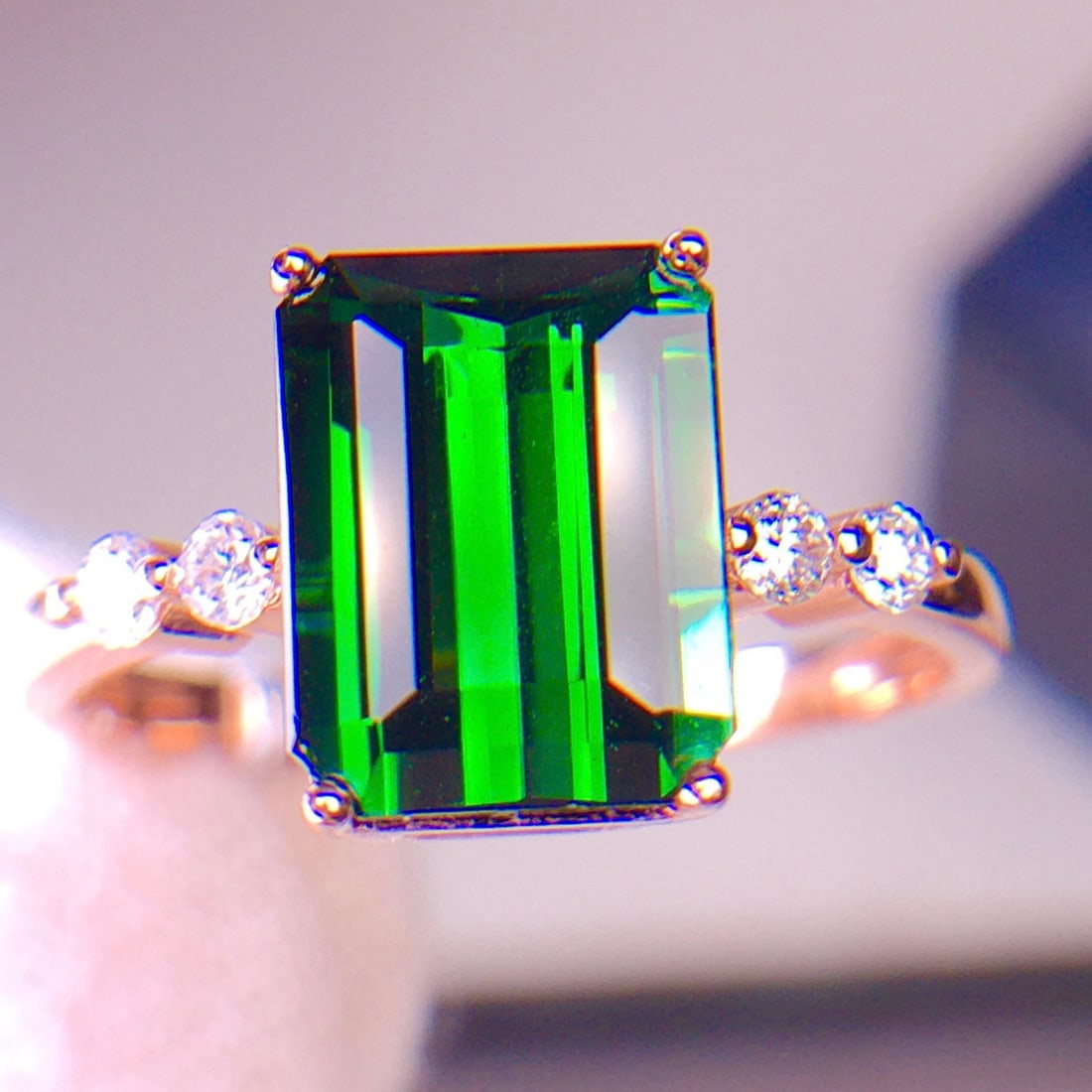 14k Gold 3.02 Ct Natural Tourmaline & Diamond Ring - 6