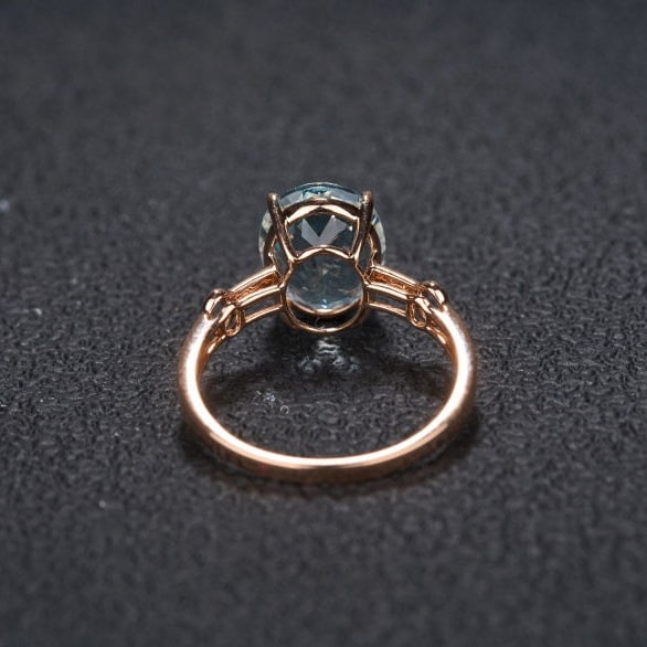 14k Gold 2.73 Ct Natural Aquamarine & Diamond Ring - 5