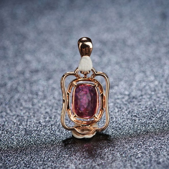14k Gold 1.33 Ct Natural Tourmaline & Diamond Pendant( Without Chain ) - 5