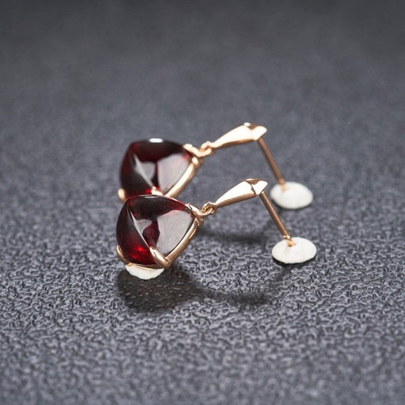 14k Gold 12.06 Ct Natural Garnet Earrings - 7