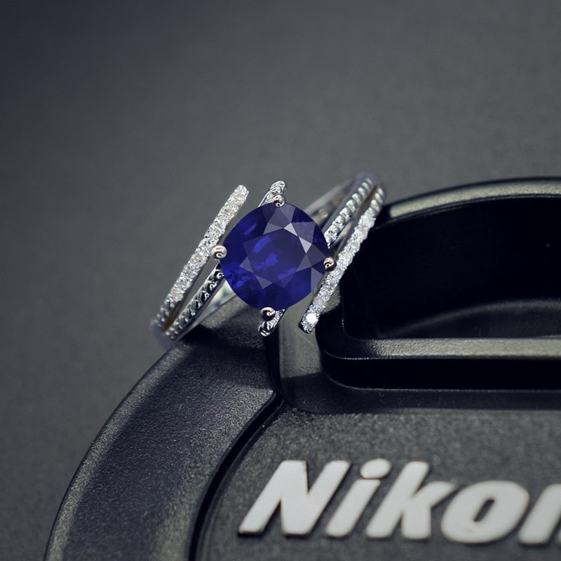 14k Gold 1.46 Ct Natural Sapphire & Diamond Ring - 2