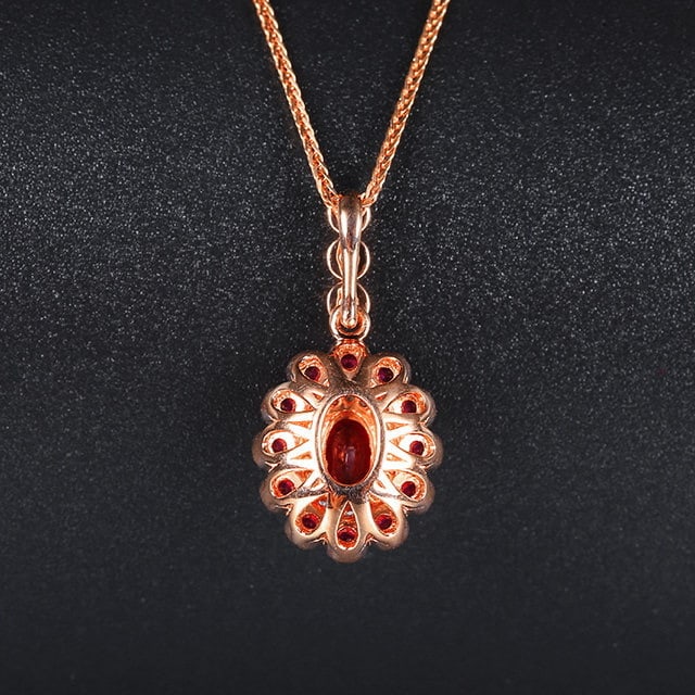 14k Gold 0.83 Ctw Natural Ruby & Ruby Pendant( Without Chain ) - 4