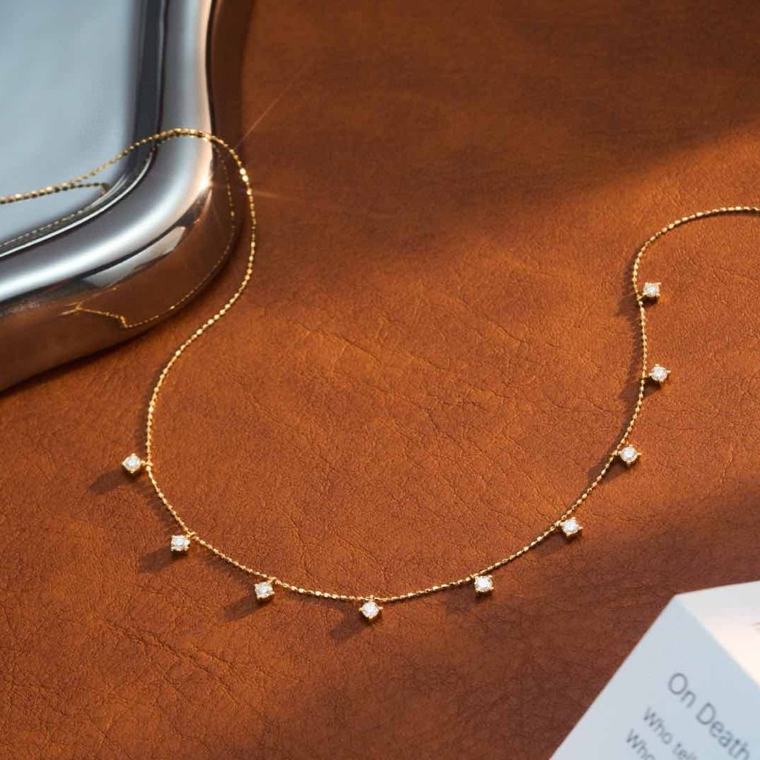 14k Gold 0.7 Ct Natural H Diamond Necklace - 6