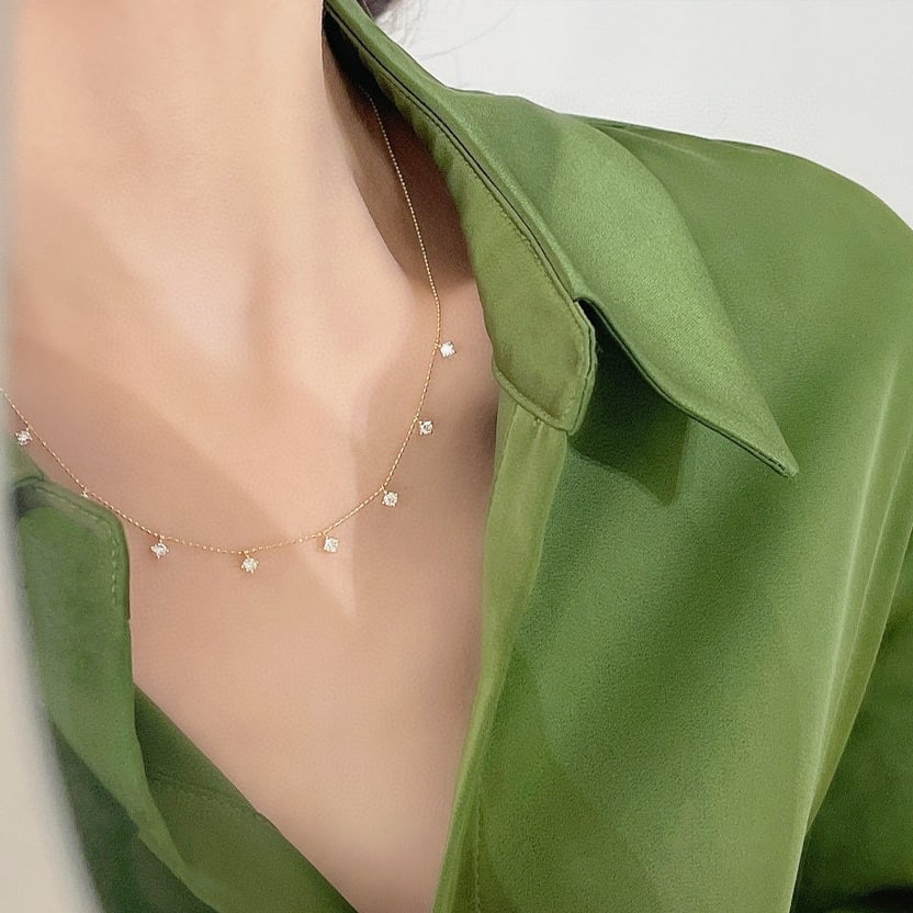 14k Gold 0.7 Ct Natural H Diamond Necklace - 8