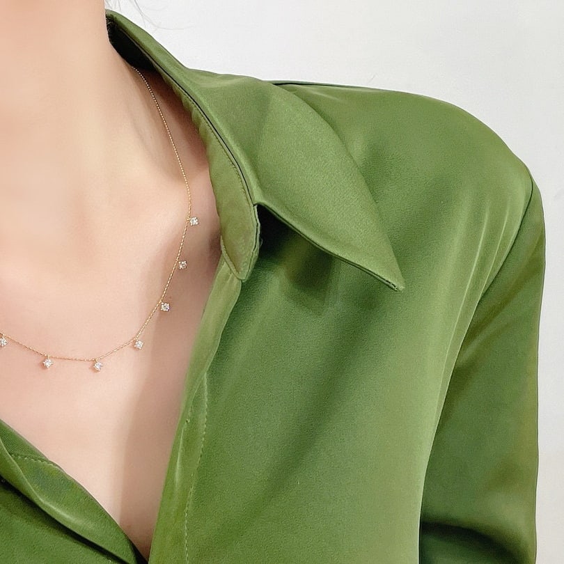 14k Gold 0.7 Ct Natural H Diamond Necklace - 9