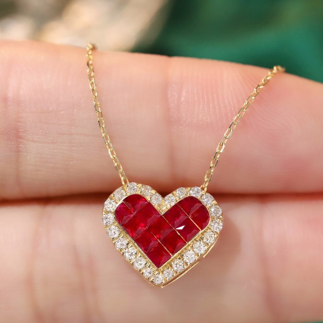 14k Gold 0.90 Ctw Natural Ruby & Diamond Necklace - 4