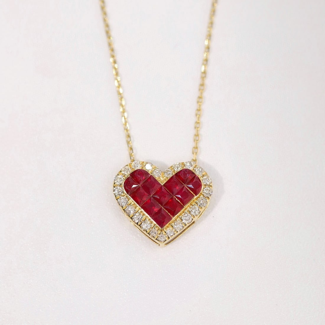 14k Gold 0.90 Ctw Natural Ruby & Diamond Necklace - 8