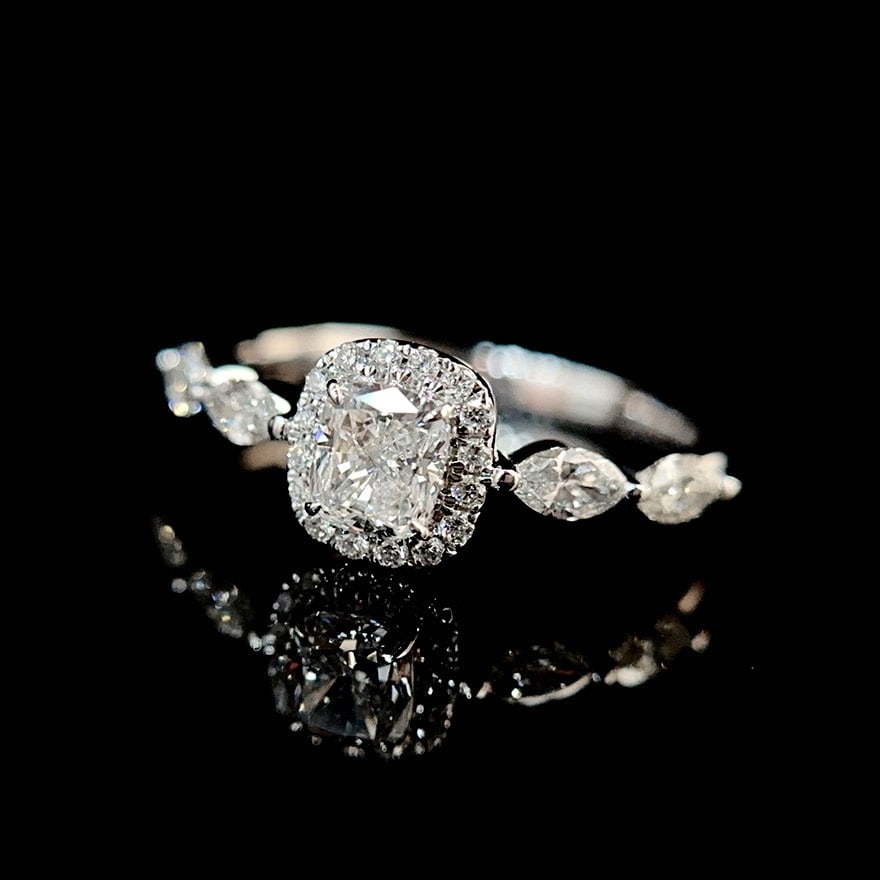 Gia Certified 14k Gold 0.95 Ctw Natural G Si1 Cushion Diamond Ring - 6