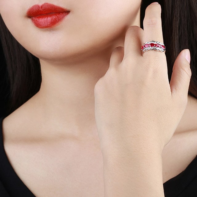 14k Gold 1.63 Ctw Natural Ruby & Diamond Ring - 5